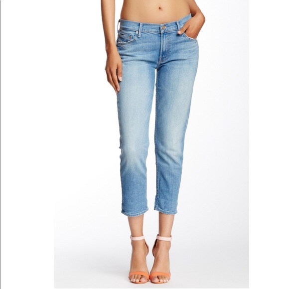 mother the dropout cropped slim jeans